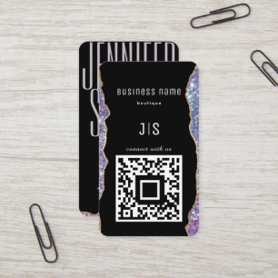 QR-Elegant Monogram Anslut med oss Visitkort