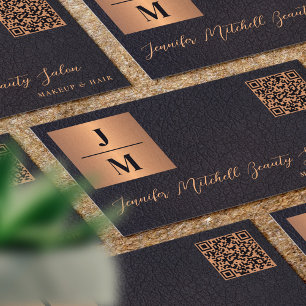 QR-elegant monogram svart guld professionell Visitkort