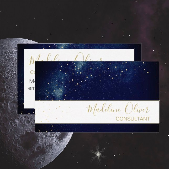 QR-Elegant Professionell Starry Night Himlar Visitkort (Skapare uppladdad)