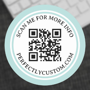 QR elegant text light aqua blue dubbla gräns Runt Klistermärke