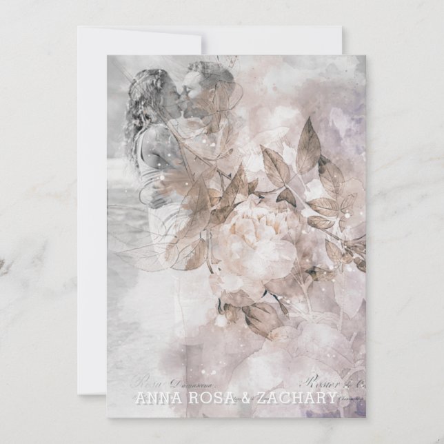 *~* QR Ephemera AR26 OSA PHOTO Vintage - Bröllop Inbjudningar (Framsida)