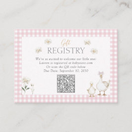 QR-Fåniget Goose Rosa Bow Gift Registry Shower Tilläggskort