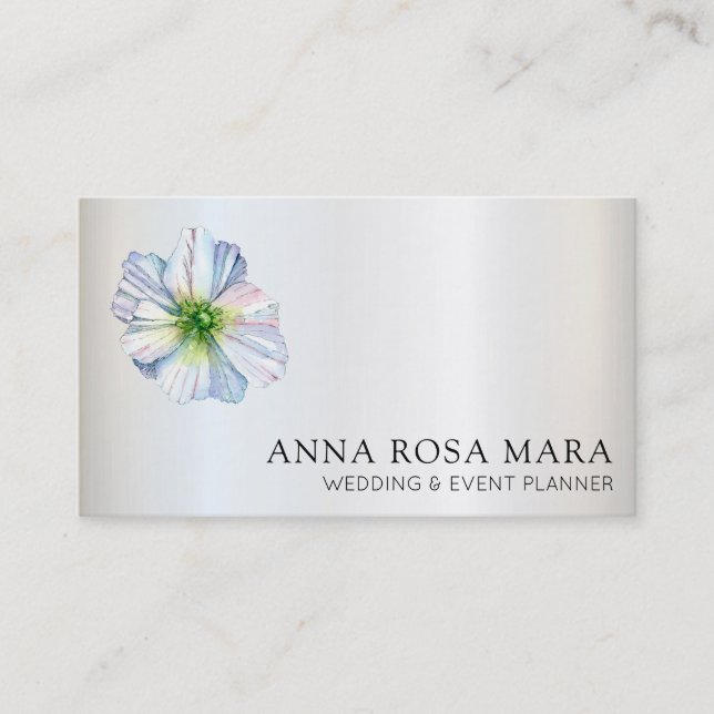 *~* QR Flower Rainbow White Anemone Blommigt Visitkort (Framsida)