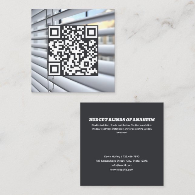 QR-fönstrets Blinder Fyrkantigt Visitkort (Fram/baksida)