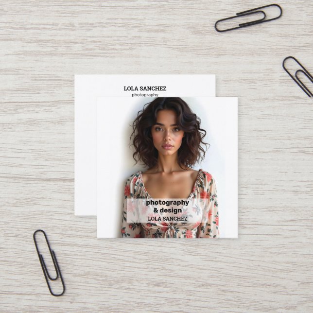 QR för fotoskanning Fyrkantigt Visitkort (Fram/Back In Situ)