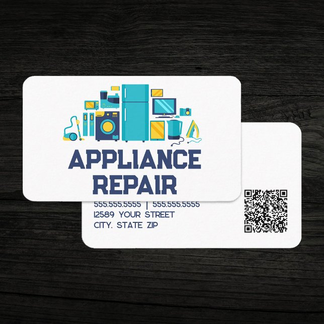QR för reparation av enhetselektronik Visitkort (Appliance Electronics Repair QR Business Cards)