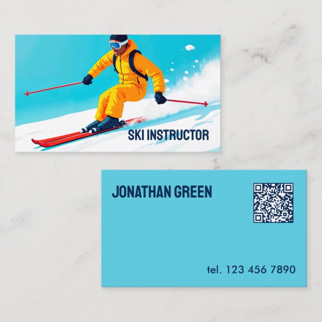 QR för Ski-instruktör Visitkort (Fram/baksida)