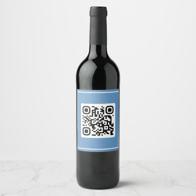 QR Frieri - kan du gifta mig? Blå Vinflaska Etikett (Framsida)