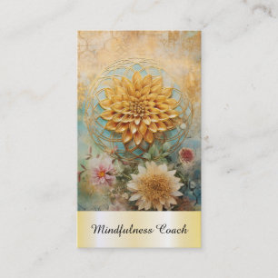 *~* QR Gold Flower of Life AP92 Reiki Yoga Sacred Visitkort