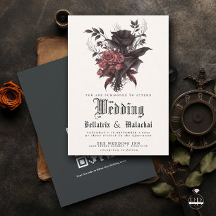 QR Goth Rosewood Black Ro Blommigt Inbjudningar