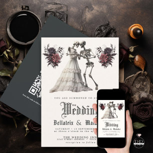 QR Gothic Rosewood Bouquet Skeleton par Inbjudningar
