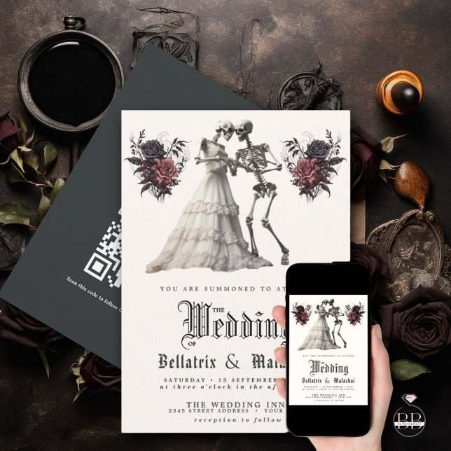 QR Gothic Rosewood Bouquet Skeleton par Inbjudningar (Skapare uppladdad)