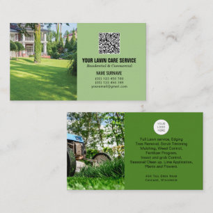 QR Gräsmatta Care-affärskort med foton Visitkort