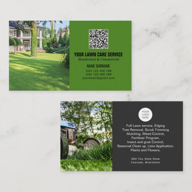 QR-Gräsmatta, nätverk för modern  Visitkort (Fram/baksida)