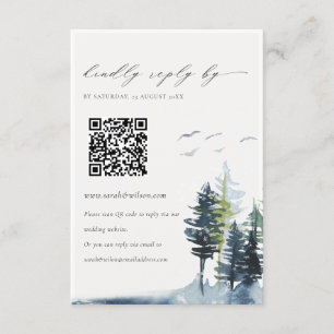 QR Grönt Blue Gräs Forest Birds Bröllop OSA Tilläggskort