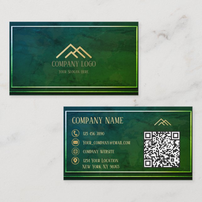 QR-Grönt Modern minimalistisk Professionell Visitkort (Fram/baksida)