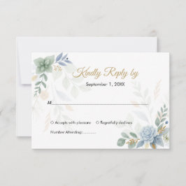 QR-Grönt Sage Blommigt Watercolor Bröllop OSA Kort
