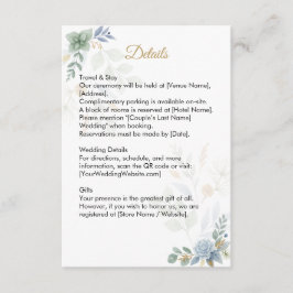 QR-Grönt Sage Blommigt Watercolor Bröllop Tilläggskort