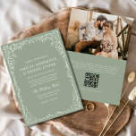 QR-Grönten för kodöverföring, fotopatentminimalist Inbjudningar<br><div class="desc">Inför bröllop med en elegant, modern minimalistisk inbjudan med en bekväm QR-kod. Den rena, monokromatiska utformningen framhäver sofistikering och elegans, perfekt för par som söker en contemporary och raffinerad estetik. QR-koden lägger till en funktionell beröring som gör att gästerna enkelt kan komma åt information som RSVP, anvisningar och händelseuppdateringar. Idealiskt...</div>