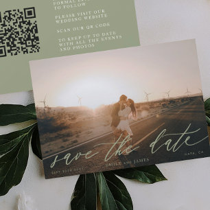 QR-Grönten Foto Modern Sage Spara datum Datumet