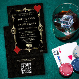 QR Guld Art Deco 1920-talet Casino Vegas Poker Brö Inbjudningar