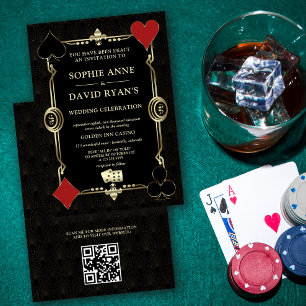 QR Guld Art Deco 1920-talet Casino Vegas Poker Brö Inbjudningar