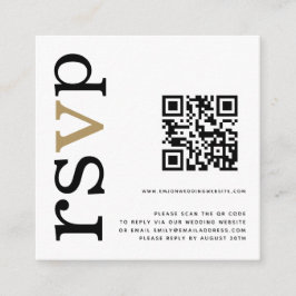 QR Guld Black Text White Bröllop Online OSA Tilläggskort