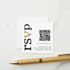 QR Guld Black Text White Bröllop Online OSA Tilläggskort