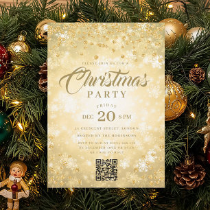 QR Guld Vinter Diamanter Glitter Julfest Inbjudningar