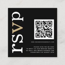 QR Guld White Text Black Bröllop Online OSA  Tilläggskort