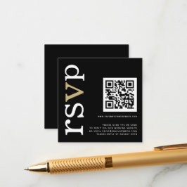 QR Guld White Text Black Bröllop Online OSA Tilläggskort