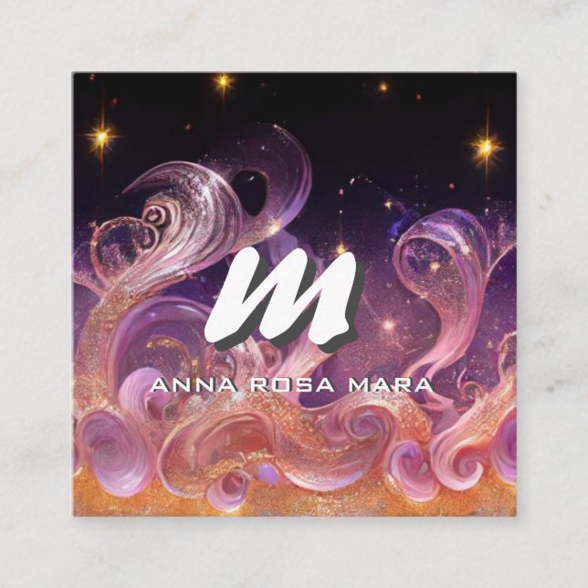 *~* QR Himmel Night Stars ETHEREAL VÅGAR AP93 Fyrkantigt Visitkort (Framsida)