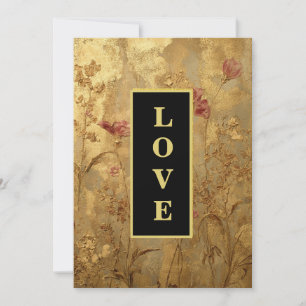 *~ QR KÄRLEK AR66 RSVP Vintage Guld Bröllop Inbjudningar
