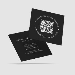 QR-kod 1 Professionell Black & White Marknadsförin Fyrkantigt Visitkort