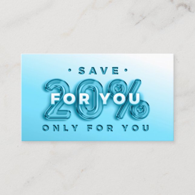 QR-KOD 20%AV DICOUNT PROMOTIONAL INSERT BLUE VISITKORT (Framsida)