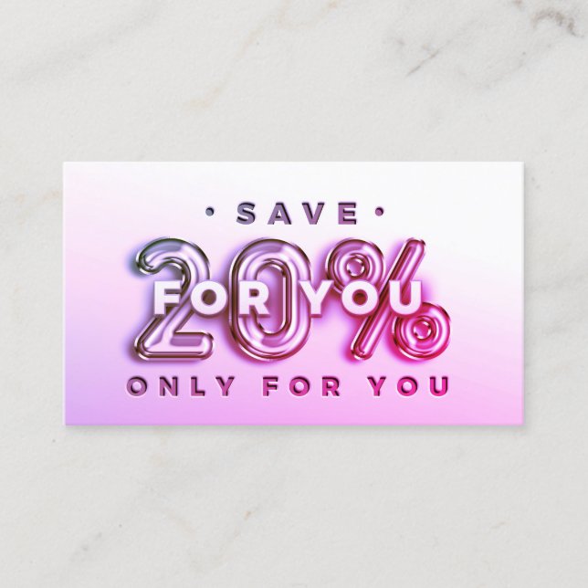 QR-KOD 20%AV DISCOUNT INFOGAR TACK-ROSA VISITKORT (Framsida)