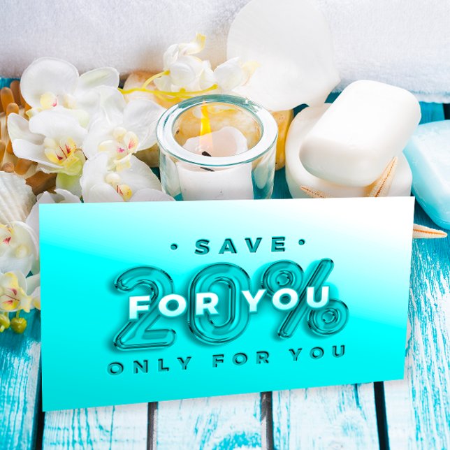 QR-KOD 20%OFF-DIANTAL, FRÄMJANDE INFOGNING VISITKORT (QR CODE 20%OFF DICOUNT PROMOTIONAL INSERT CARD OCEANIC BLUE OMBRE PASTEL)