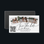 qr-kod 3 fotokollage spara datum magneter<br><div class="desc">elegant qr-kod tre foton som samverkar spara datum magneter</div>