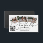 qr-kod 3 fotokollage spara datum magneter<br><div class="desc">elegant qr-kod tre foton som samverkar spara datum magneter</div>