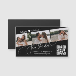 qr-kod 3 fotokollage spara datum svart magnet