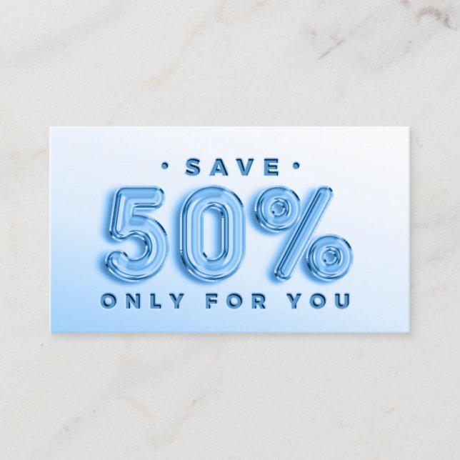 QR-KOD 50%AV DISCOUNT PROMOTIONAL INSERT VISITKORT (Framsida)