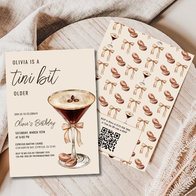 QR-kod A Tini Bit Older Espresso Martini Birthday Inbjudningar (Skapare uppladdad)