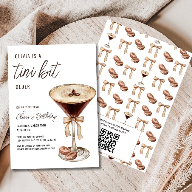 QR-kod A Tini Bit Older Espresso Martini Birthday Inbjudningar (Skapare uppladdad)