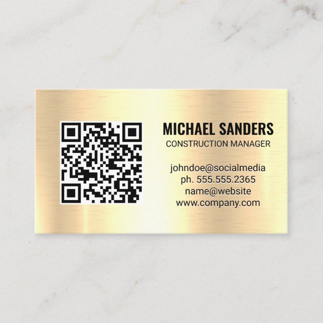 QR-kod | Affärskortet Golden Metallic Background Visitkort (Framsida)