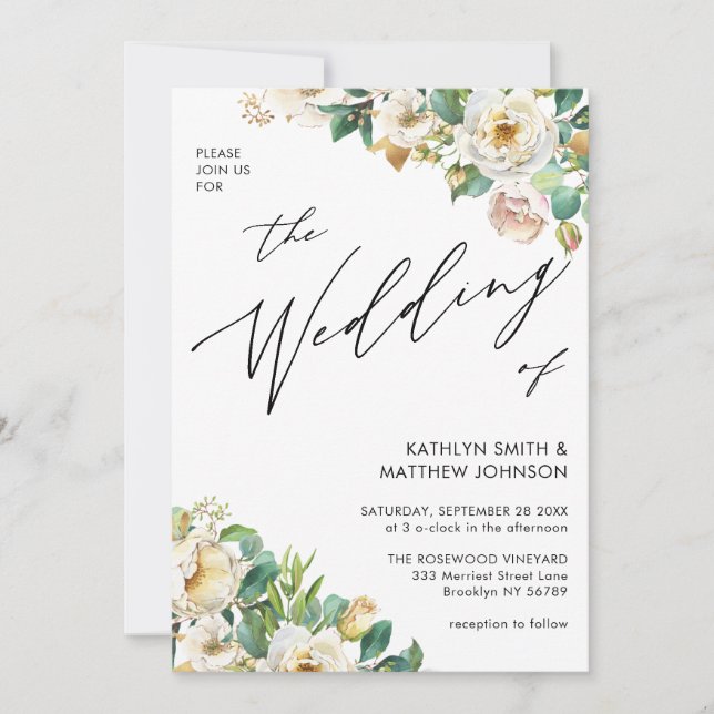 QR-kod allt i en Elegant Peony Blommigt Bröllop Inbjudningar (Framsida)