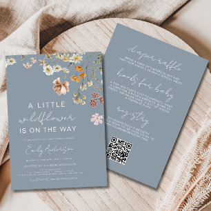 QR-kod allt i ett litet vildblomsterbabyskor Inbjudningar