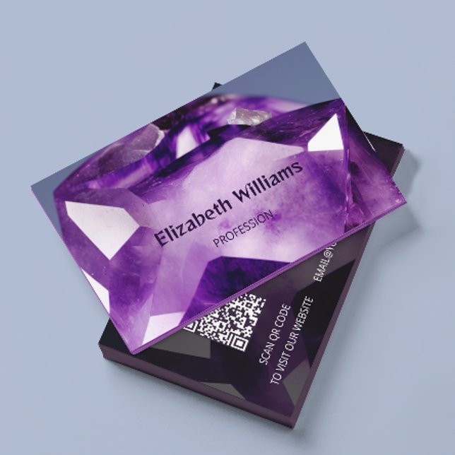QR-kod Ametyst Gem Stone Visitkort (Skapare uppladdad)