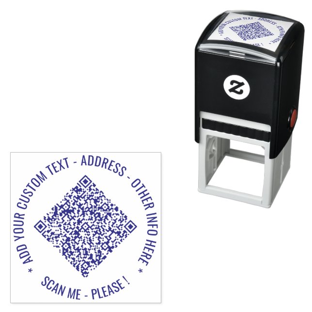 QR-kod Anpassad Text Adress Rund Stämpel Exempel (In Situ)