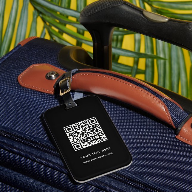 QR-kod Anpassningsbar Webbplats Adress Scan Barcod Bagagebricka (Framsida Insitu 1)
