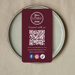QR-kod Anslut med USA Social Media Burgundy Visitkort